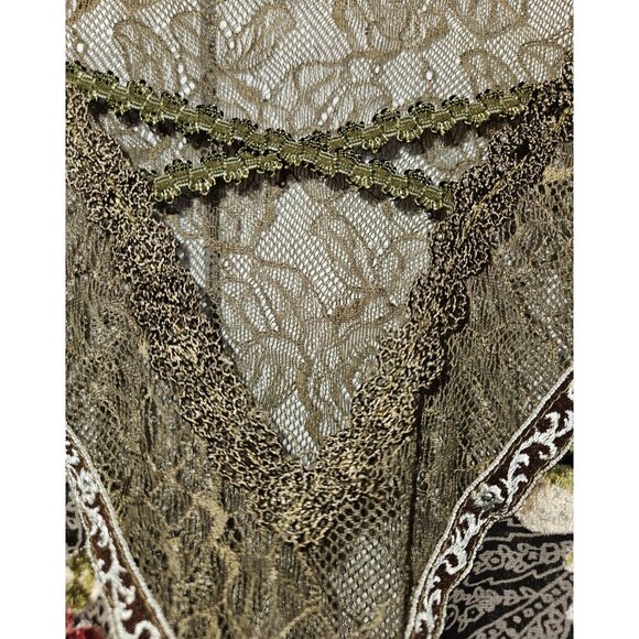 2/$35 POL Lace Sheer Floral Burnout Romantic Witchy Tunic Top W/ Bell Sleeves S - Picture 5 of 8